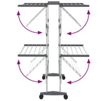 2-Tier Laundry Drying Rack with Wheels Silver 60x70x106 cm