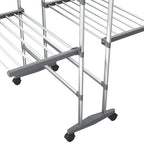 2-Tier Laundry Drying Rack with Wheels Silver 60x70x106 cm