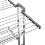 2-Tier Laundry Drying Rack with Wheels Silver 60x70x106 cm