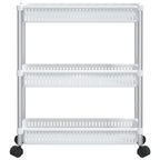 3-Tier Storage Trolley Silver and White Aluminium