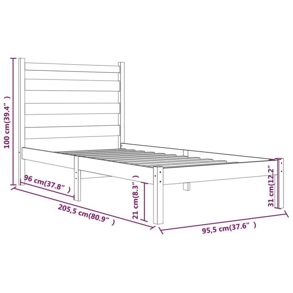 3103633  Bed Frame Without Mattress Solid Wood (810002+818400)