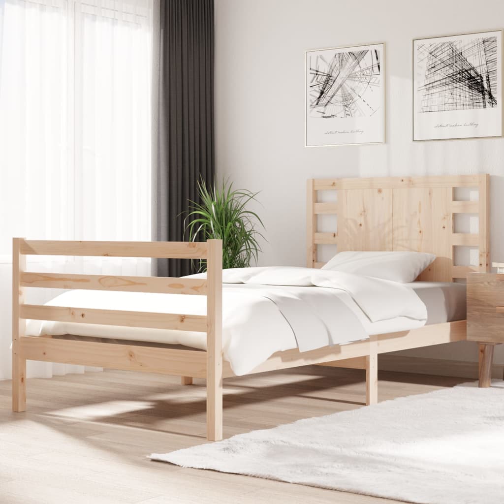3104285  Bed Frame Without Mattress Solid Wood Pine