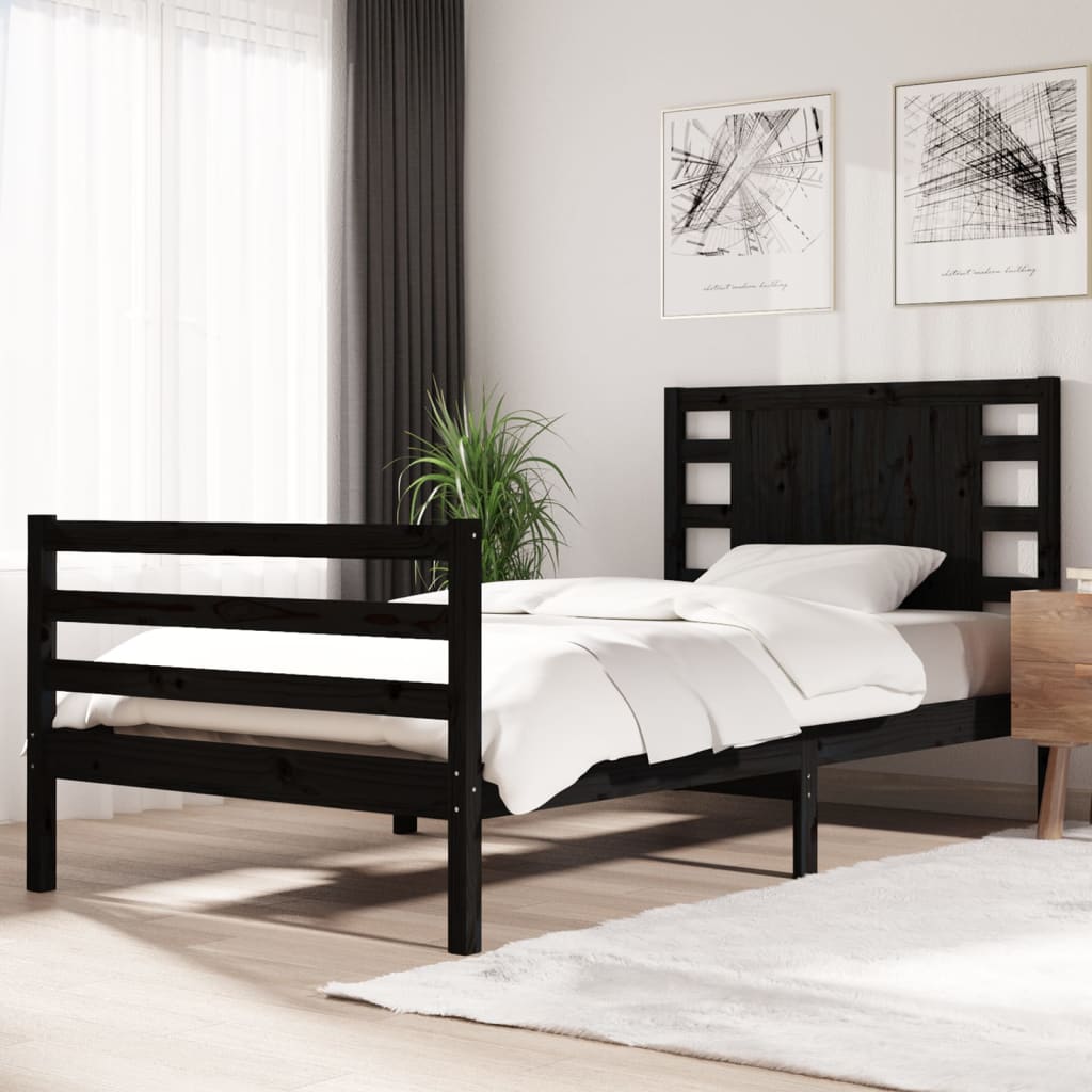 3104285  Bed Frame Without Mattress Solid Wood Pine
