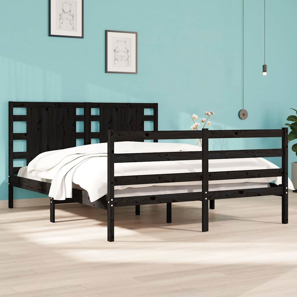 3104285  Bed Frame Without Mattress Solid Wood Pine
