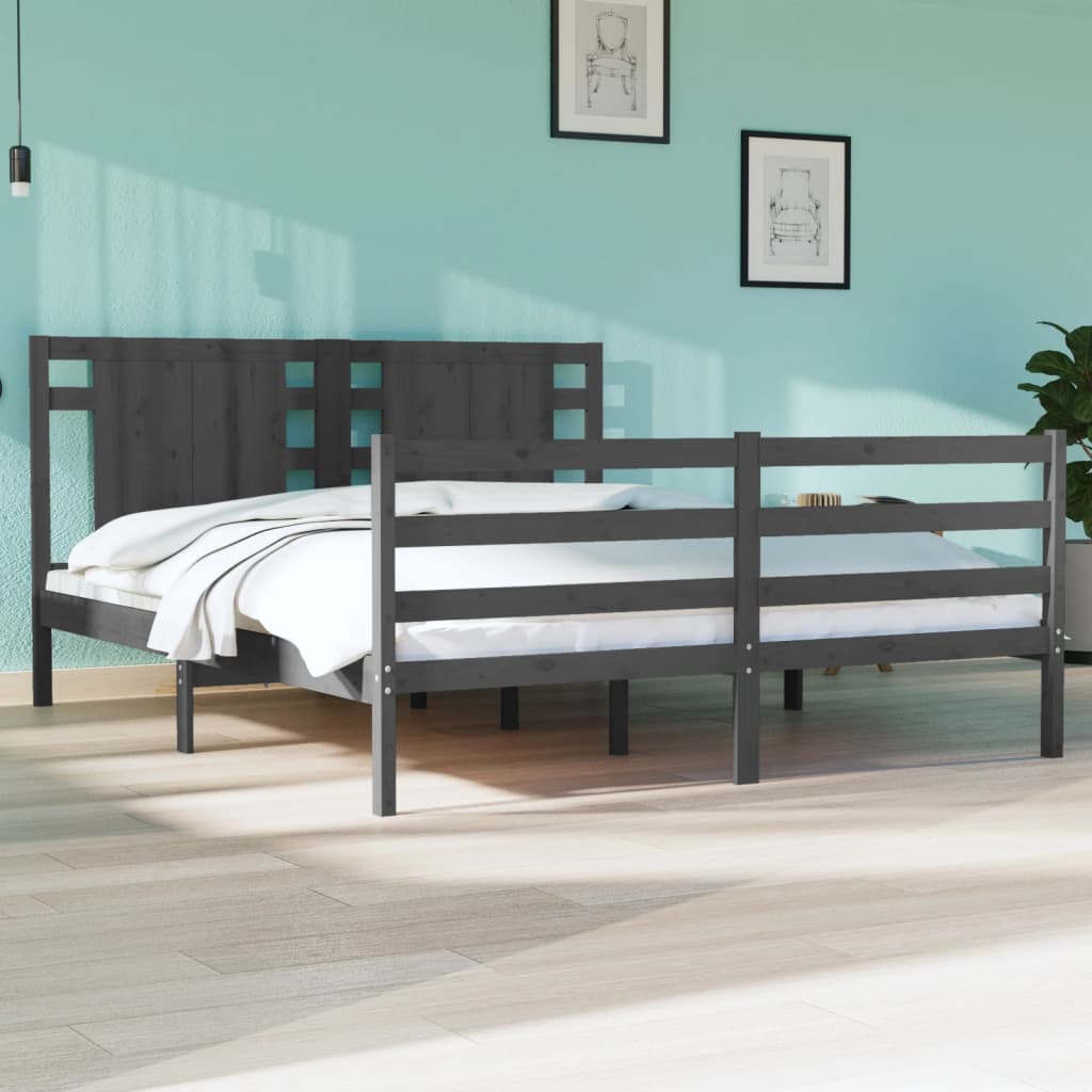3104285  Bed Frame Without Mattress Solid Wood Pine
