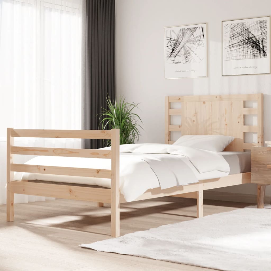 3104285  Bed Frame Without Mattress Solid Wood Pine