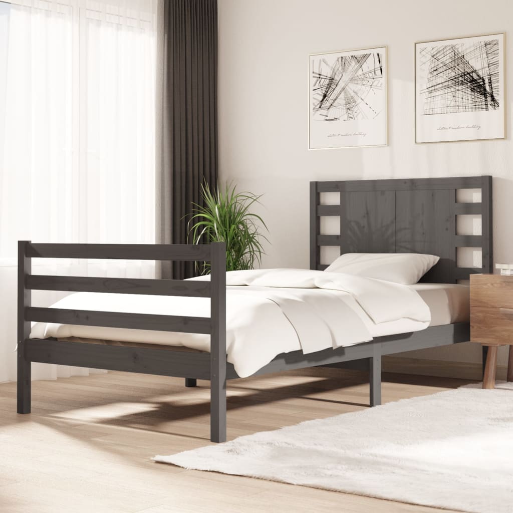 3104285  Bed Frame Without Mattress Solid Wood Pine