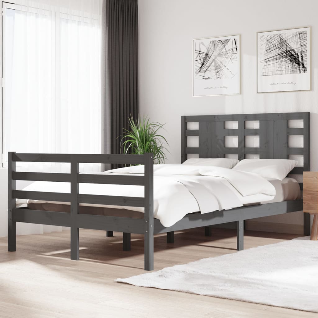 3104285  Bed Frame Without Mattress Solid Wood Pine