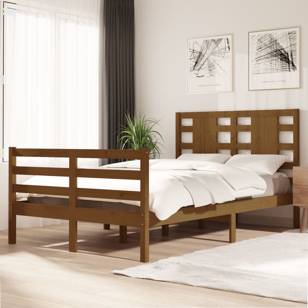 3104285  Bed Frame Without Mattress Solid Wood Pine