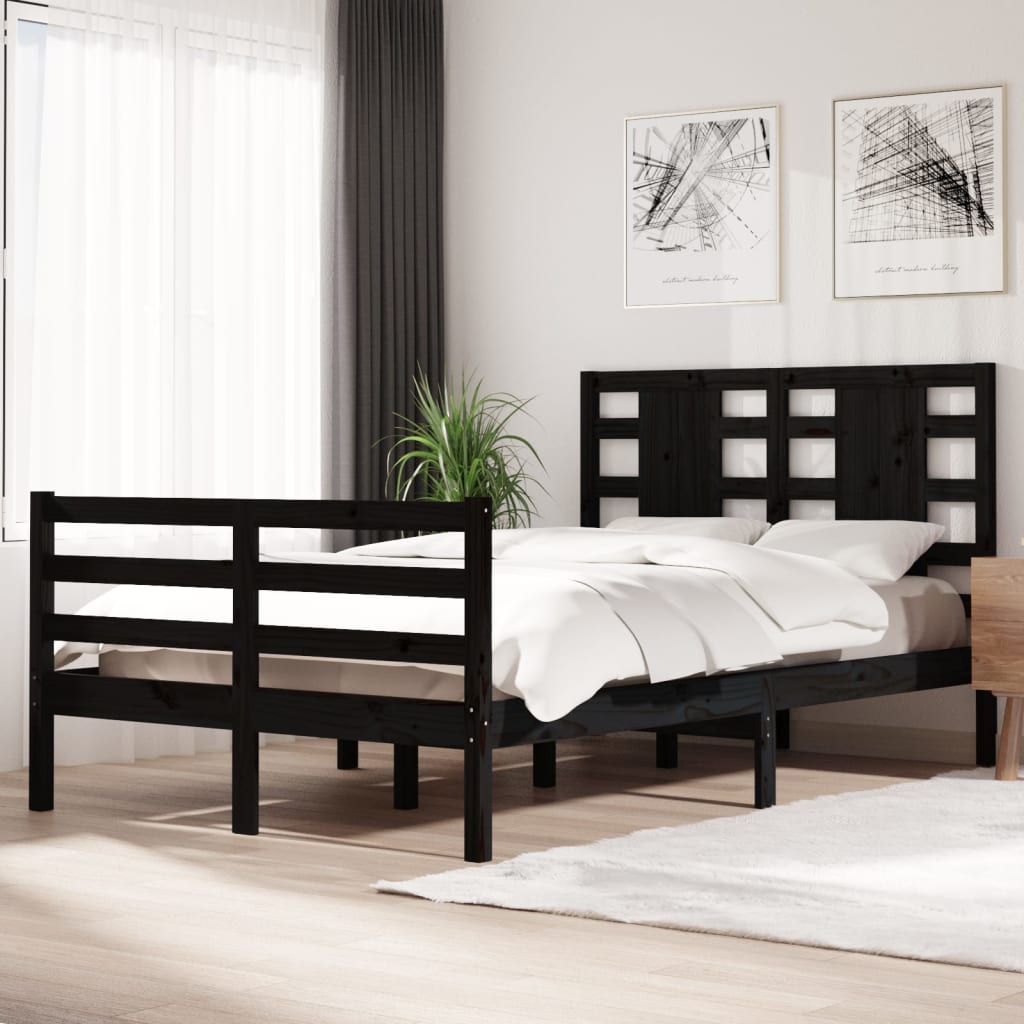 3104285  Bed Frame Without Mattress Solid Wood Pine