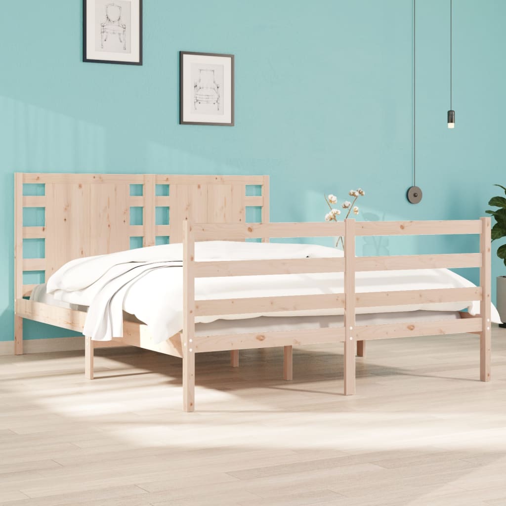 3104285  Bed Frame Without Mattress Solid Wood Pine