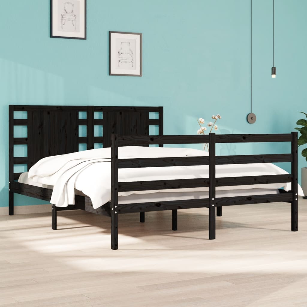 3104285  Bed Frame Without Mattress Solid Wood Pine