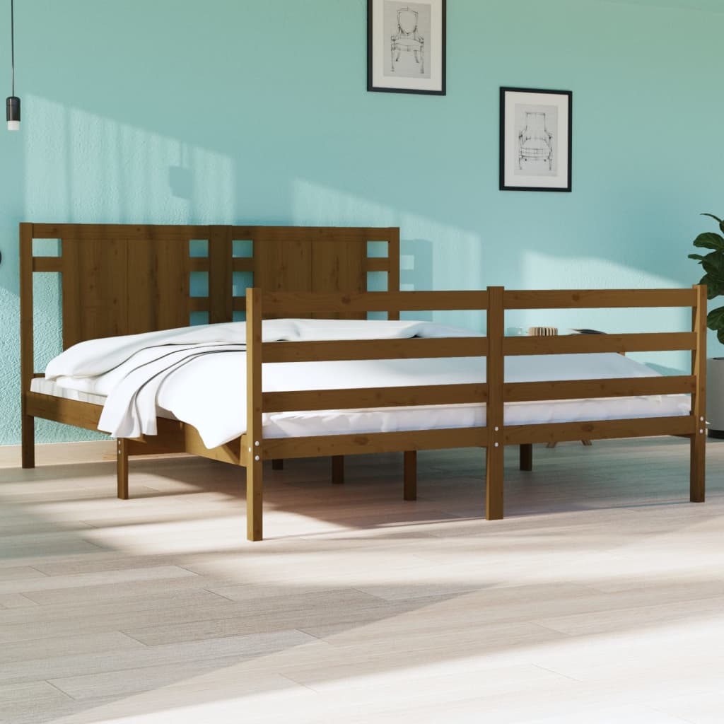 3104285  Bed Frame Without Mattress Solid Wood Pine