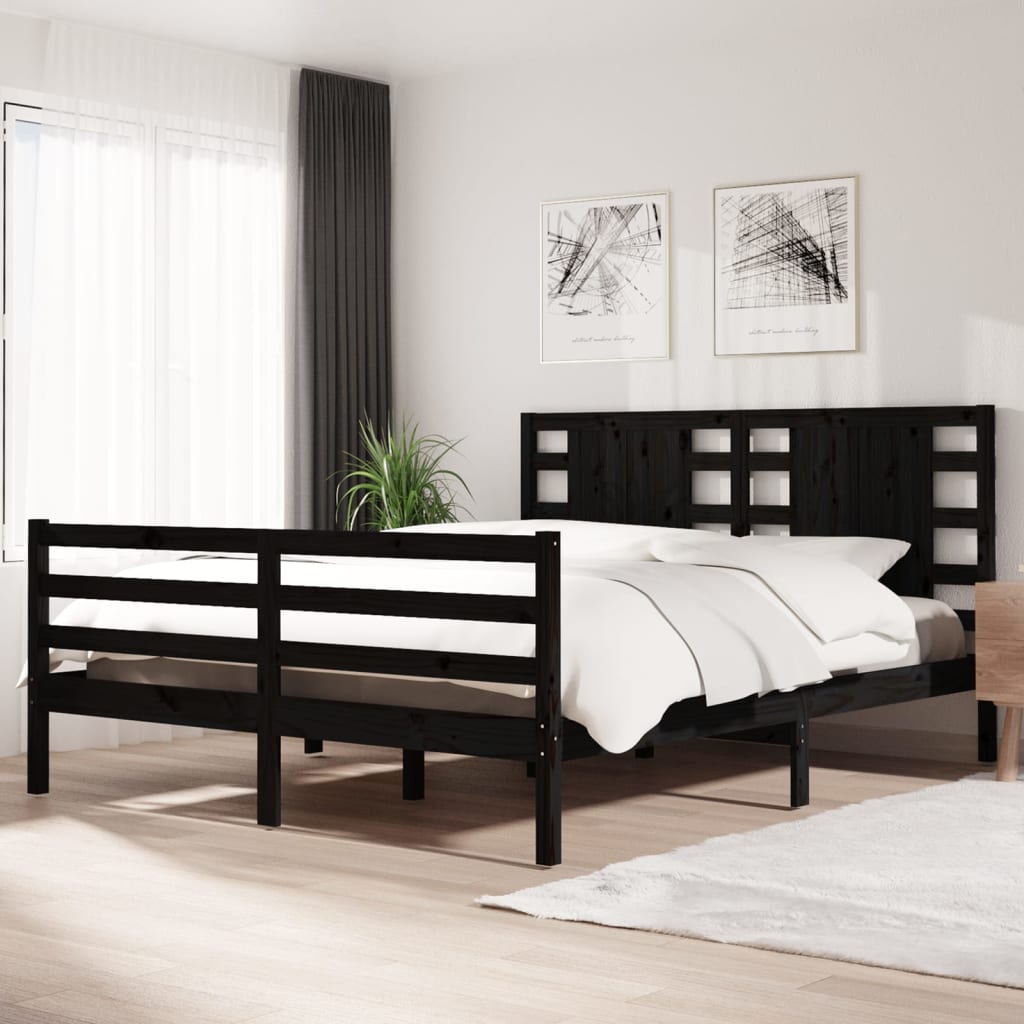 3104285  Bed Frame Without Mattress Solid Wood Pine