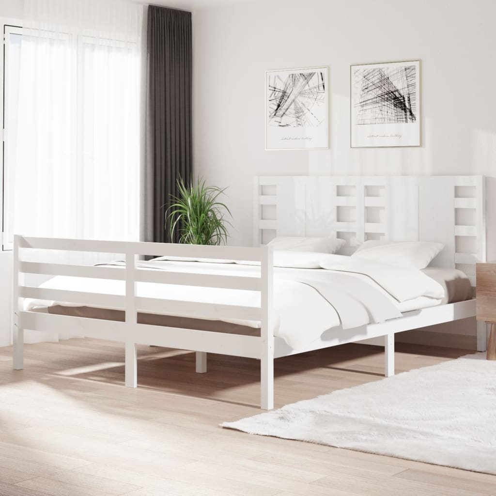 3104285  Bed Frame Without Mattress Solid Wood Pine
