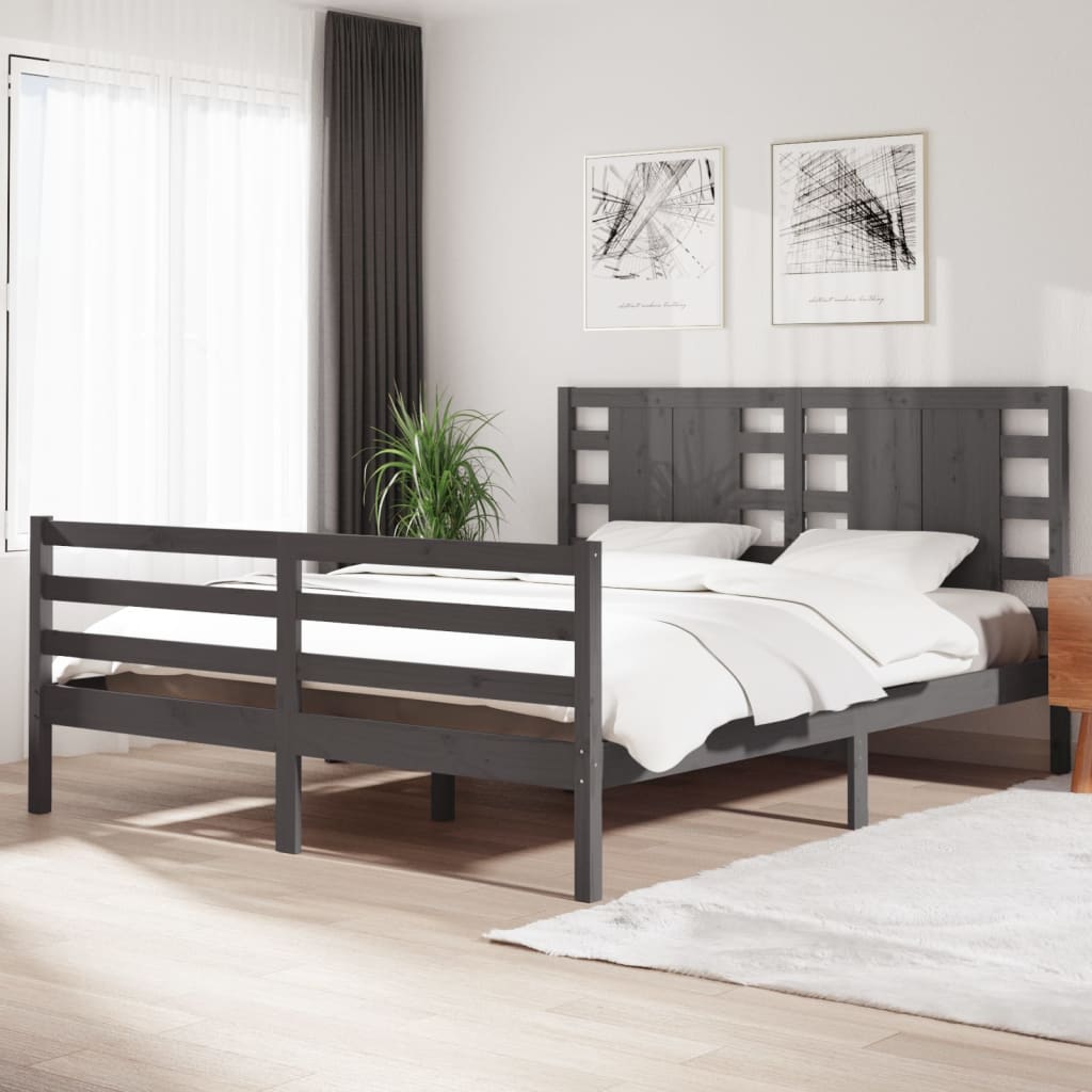 3104285  Bed Frame Without Mattress Solid Wood Pine