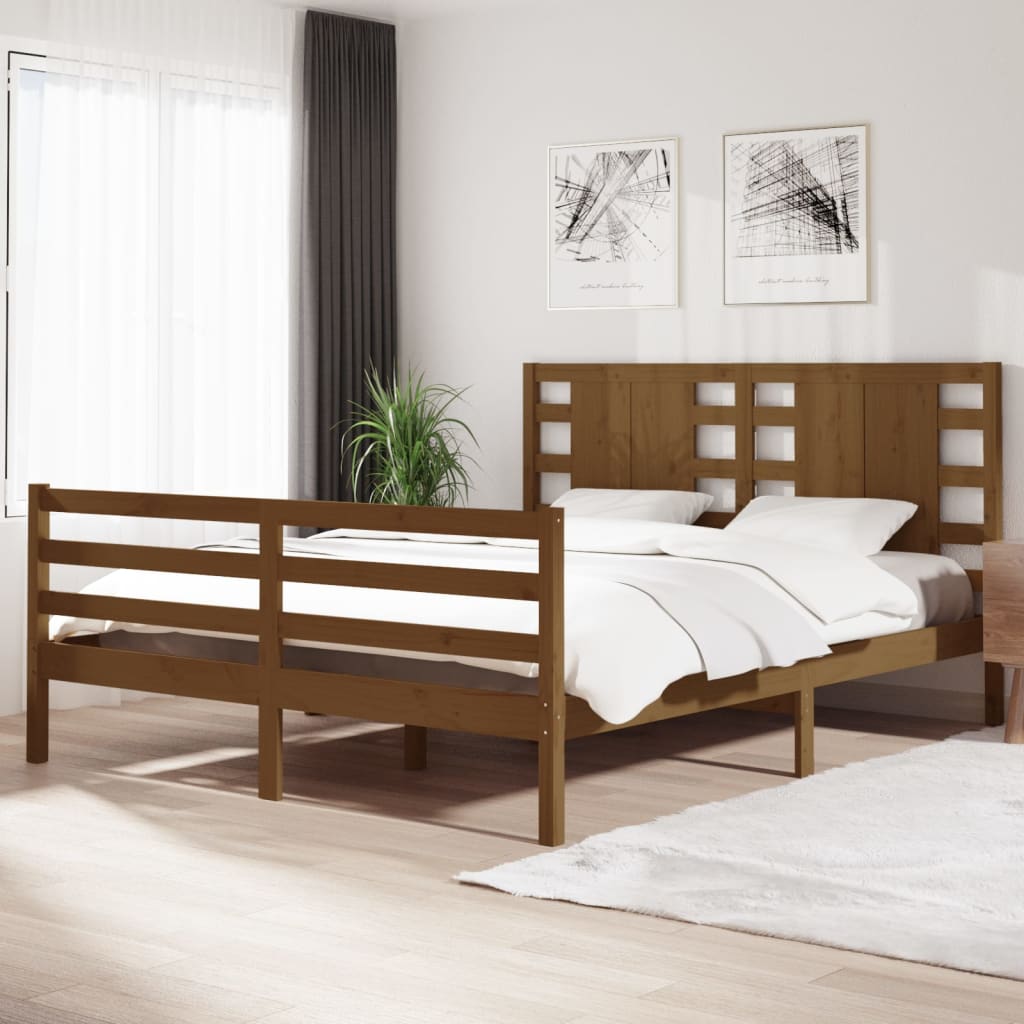 3104285  Bed Frame Without Mattress Solid Wood Pine