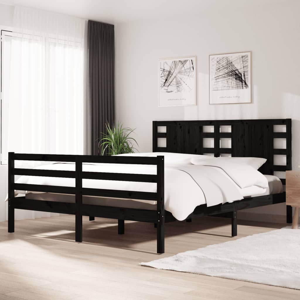 3104285  Bed Frame Without Mattress Solid Wood Pine