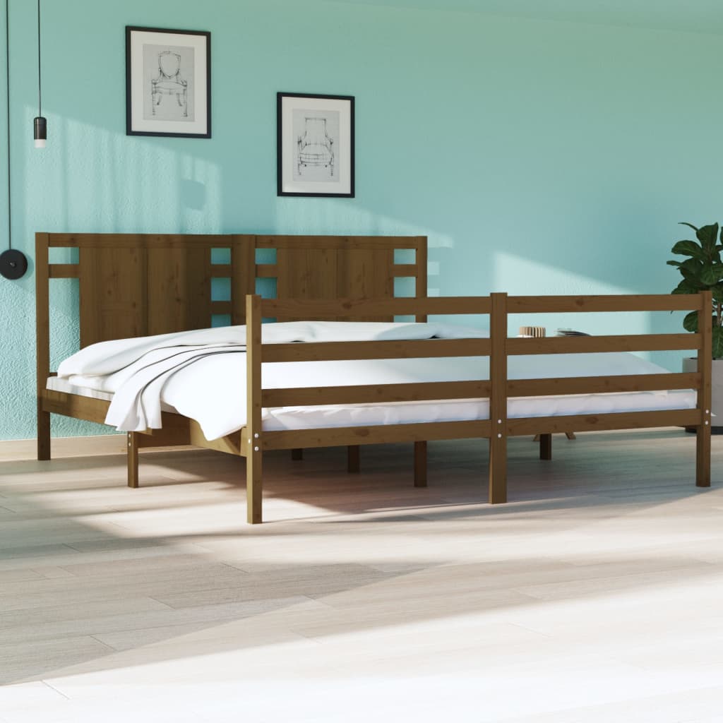 3104285  Bed Frame Without Mattress Solid Wood Pine