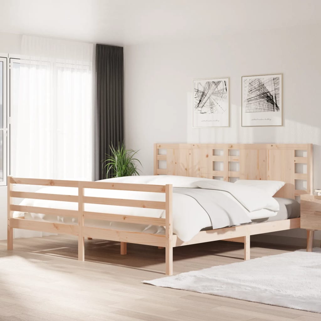 3104285  Bed Frame Without Mattress Solid Wood Pine