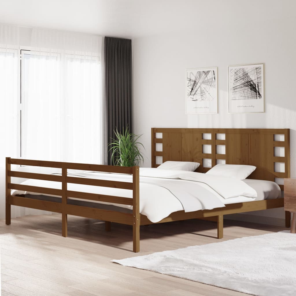 3104285  Bed Frame Without Mattress Solid Wood Pine