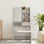 Dressing Table with Mirror Concrete Grey 74.5x40x141 cm
