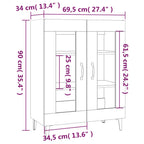 Sideboard Grey Sonoma 69.5x34x90 cm Engineered Wood