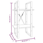 2-Tier Book Cabinet Grey Sonoma 40x30x70 cm Engineered Wood