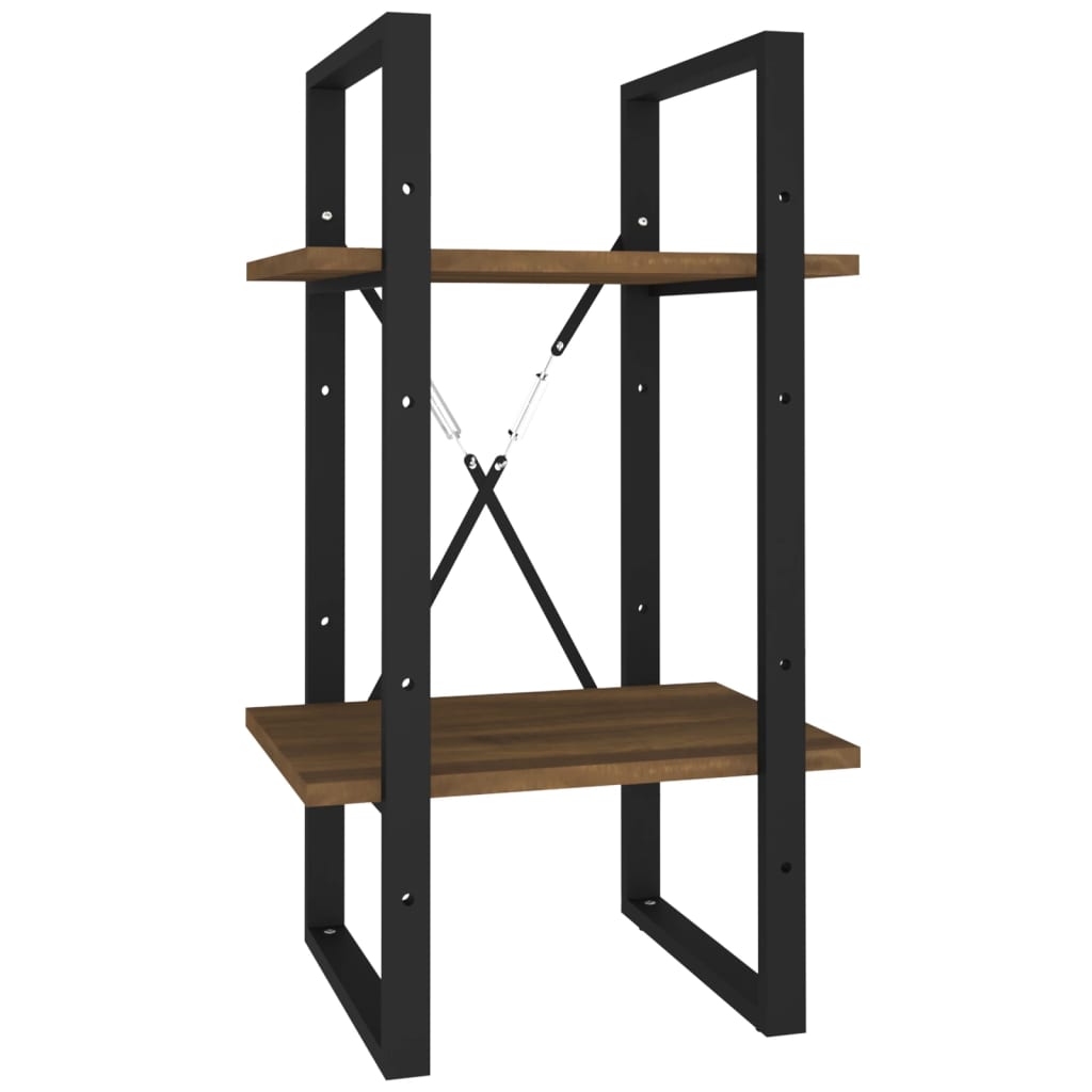 2-Tier Book Cabinet Brown Oak 40x30x70 cm Engineered Wood