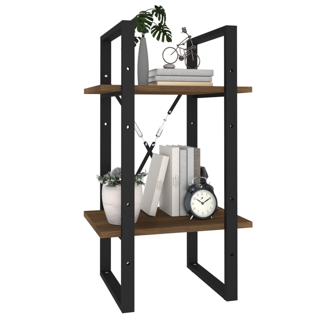 2-Tier Book Cabinet Brown Oak 40x30x70 cm Engineered Wood