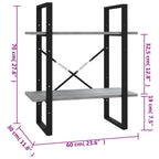 2-Tier Book Cabinet Grey Sonoma 60x30x70 cm Engineered Wood