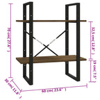 2-Tier Book Cabinet Brown Oak 60x30x70 cm Engineered Wood