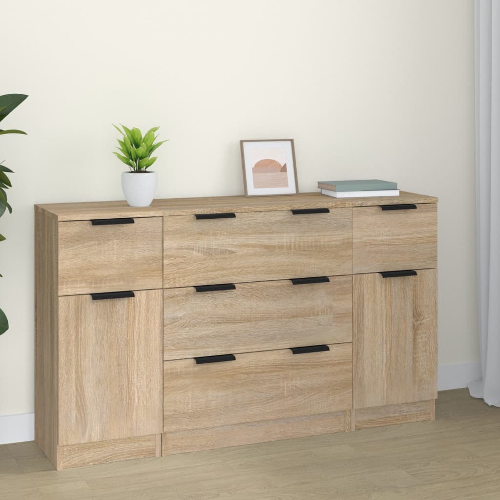 3 Piece Sideboard Set Engineered Wood