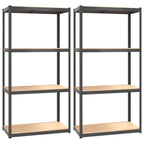 4-Layer Shelves 2 Pcs Steel&Engineered Wood 2
