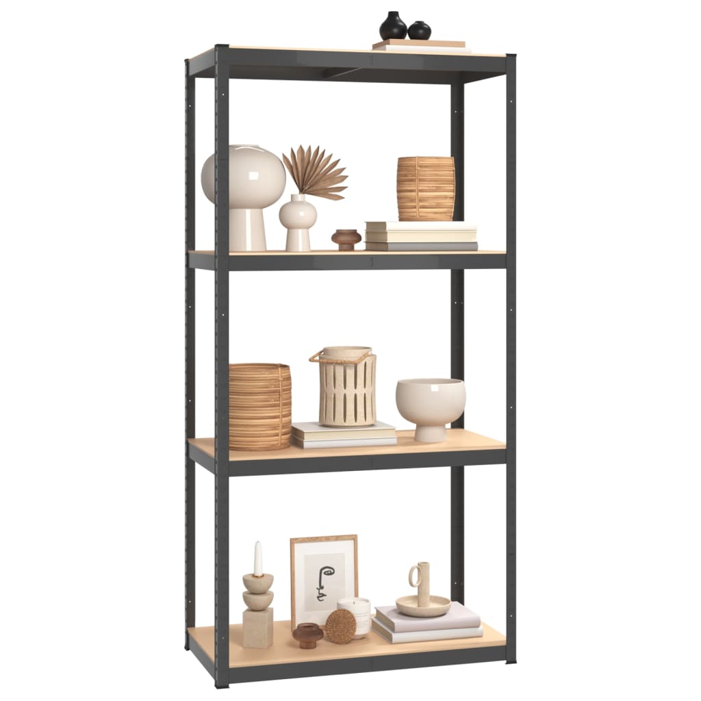 4-Layer Shelves 2 Pcs Steel&Engineered Wood 2