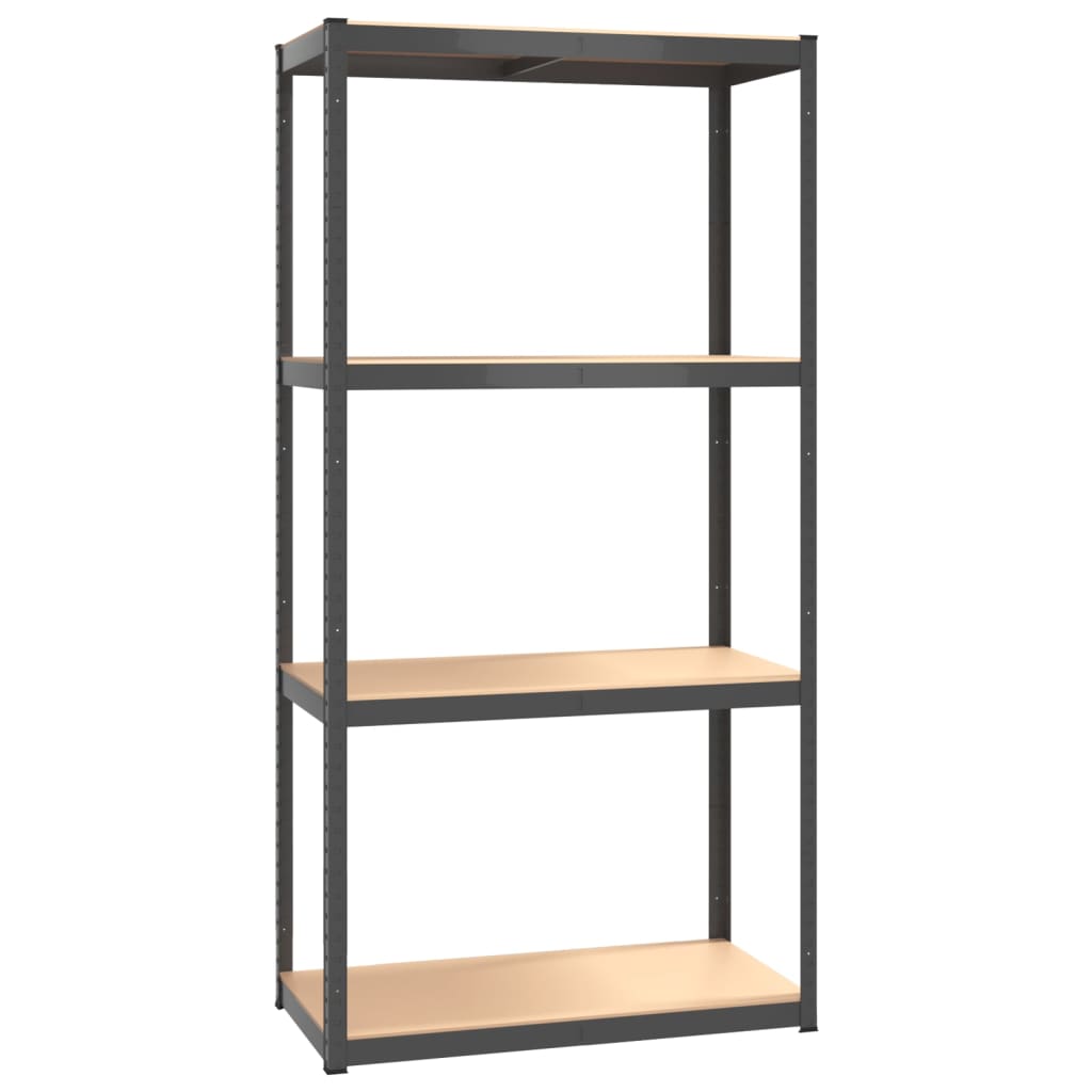 4-Layer Shelves 2 Pcs Steel&Engineered Wood 2