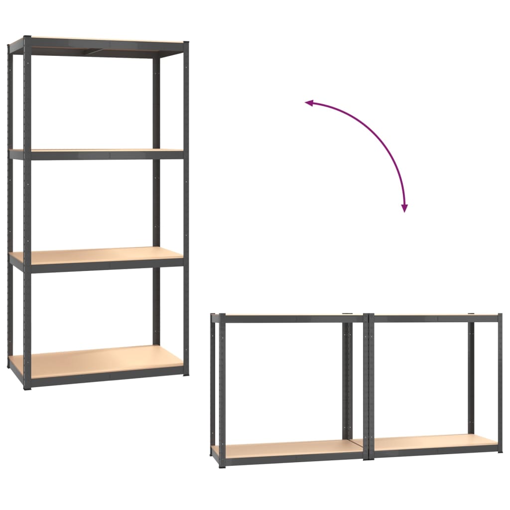 4-Layer Shelves 2 Pcs Steel&Engineered Wood 2