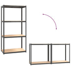 4-Layer Shelves 2 Pcs Steel&Engineered Wood 2