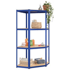 4-Layer Corner Shelf Blue Steel&Engineered Wood