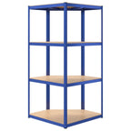 4-Layer Corner Shelf Blue Steel&Engineered Wood