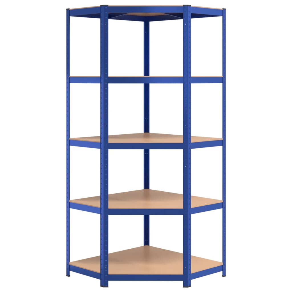 5-Layer Corner Shelf Blue Steel&Engineered Wood