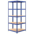 5-Layer Corner Shelf Blue Steel&Engineered Wood