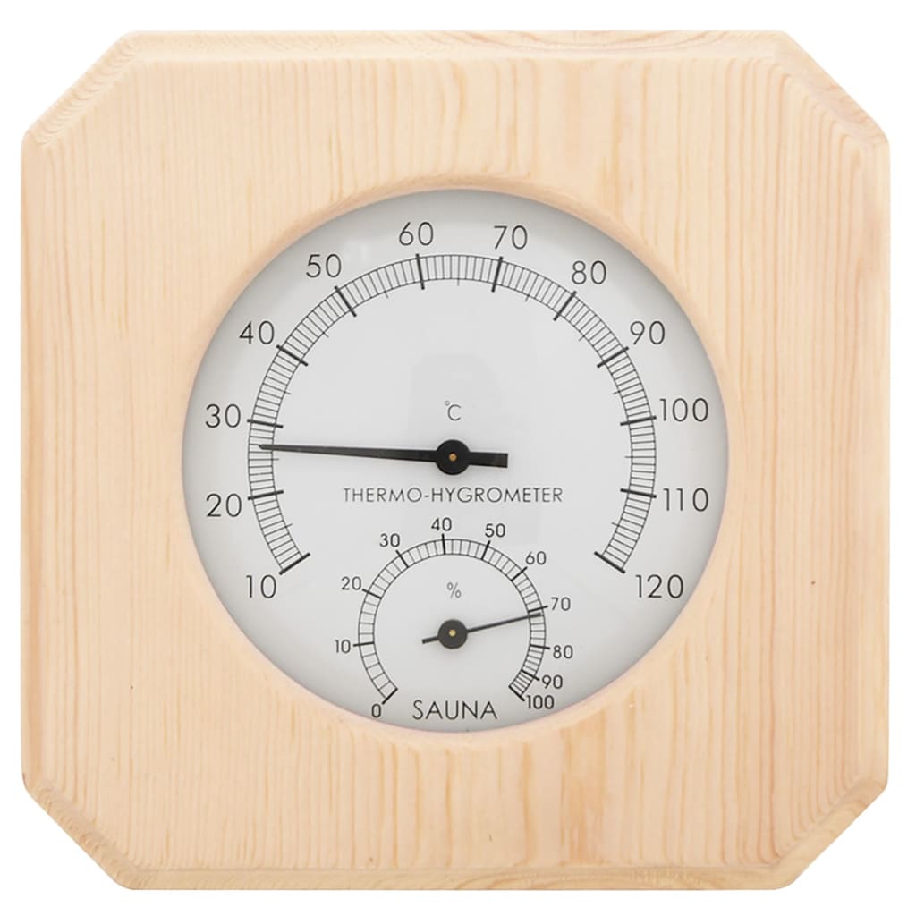 2 in 1 Sauna Hygrothermograph and Sand Timer Set Solid Wood Pine