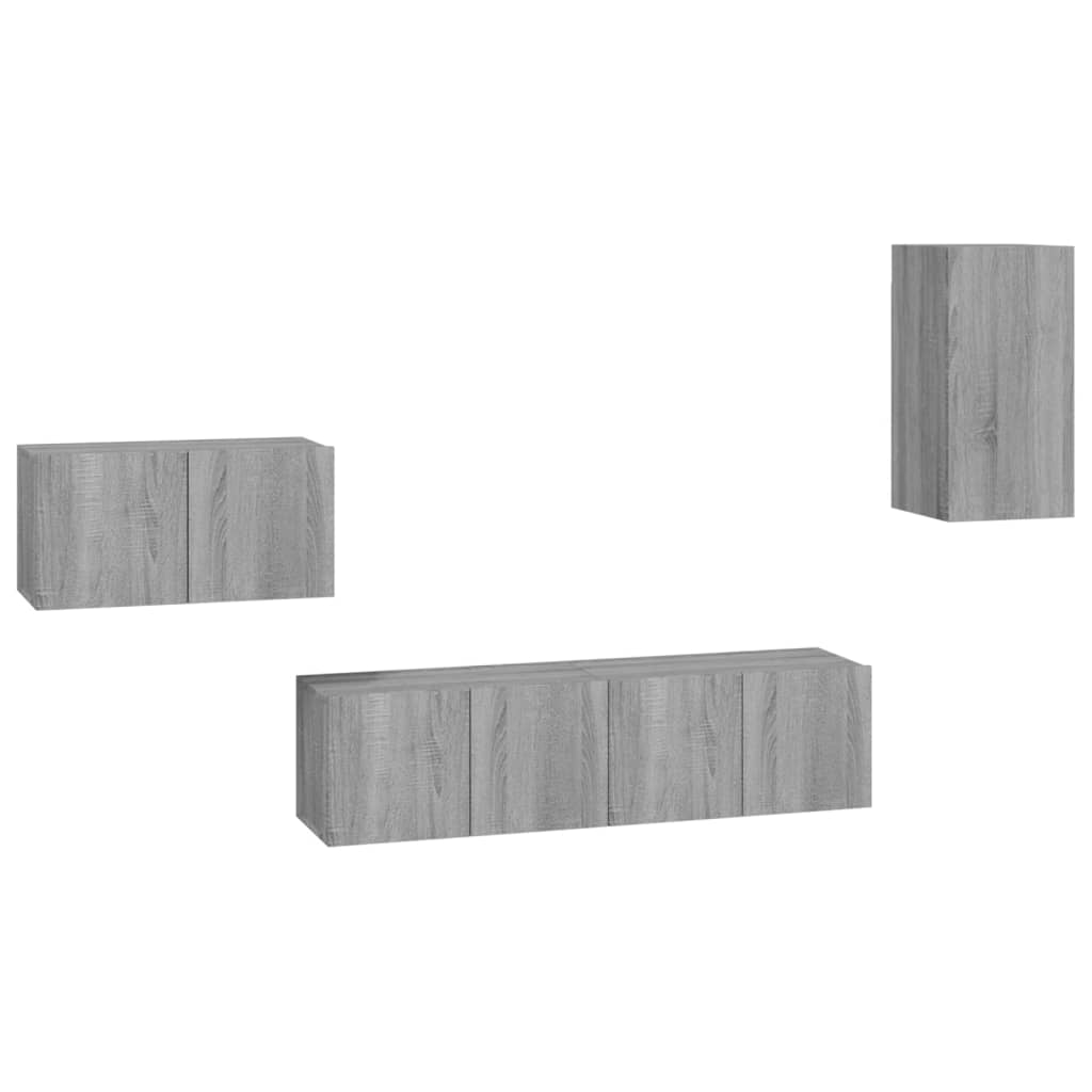 4 Piece TV Cabinet Set Grey Sonoma Engineered Wood