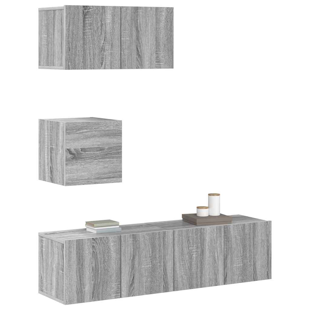 4 Piece TV Cabinet Set Grey Sonoma Engineered Wood