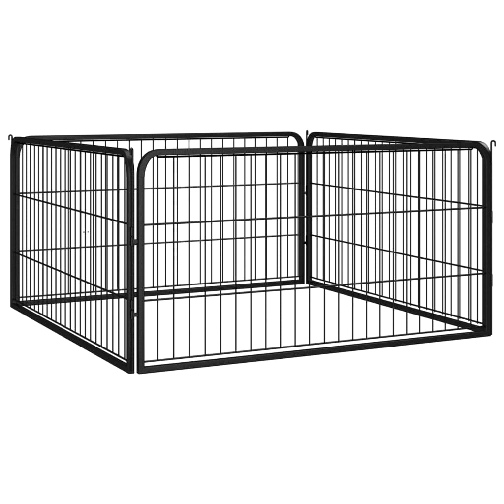 16-Panel Dog Playpen Black 100X50 Cm Powder-Coated Steel