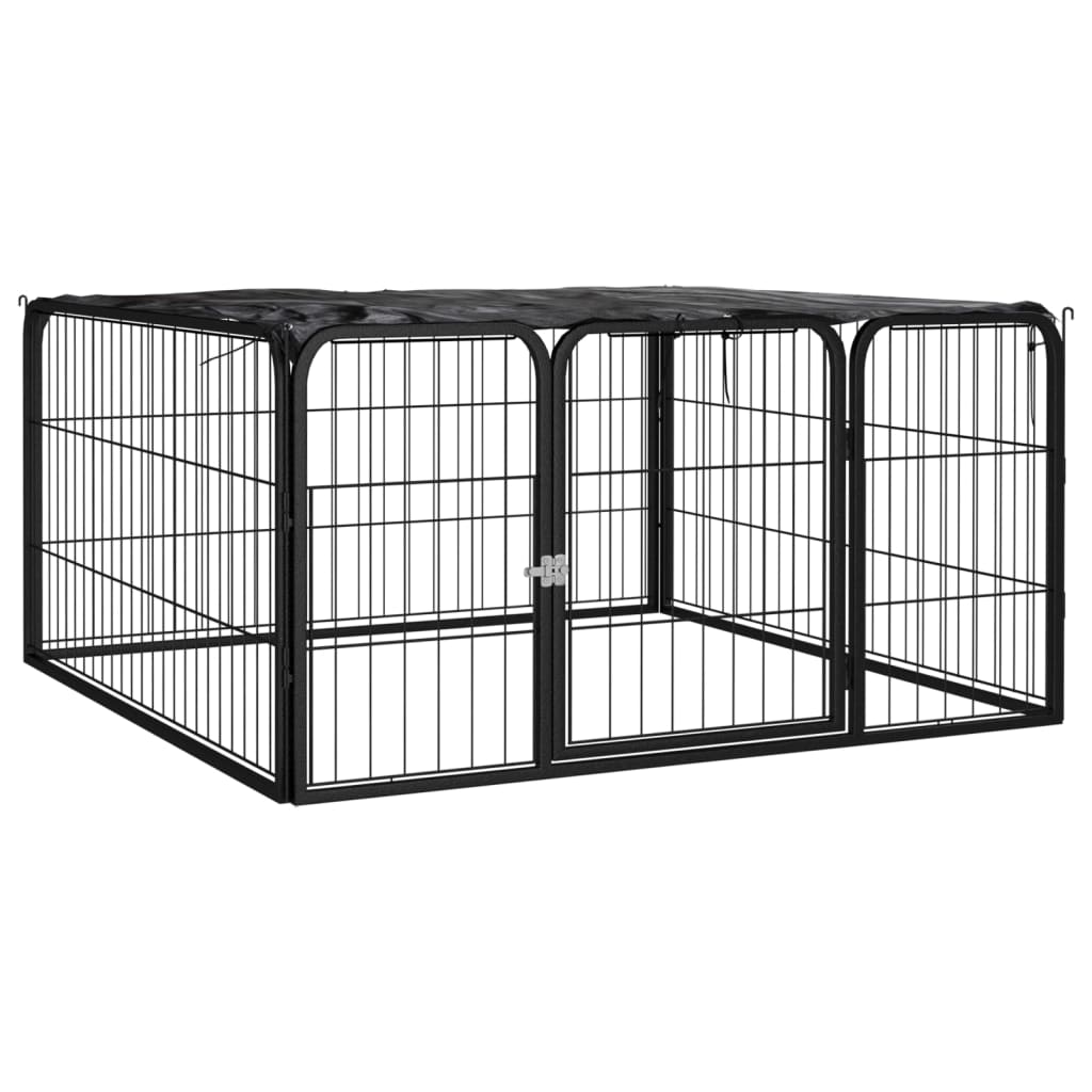 36-Panel Dog Playpen Black 100X50 Cm Powder-Coated Steel