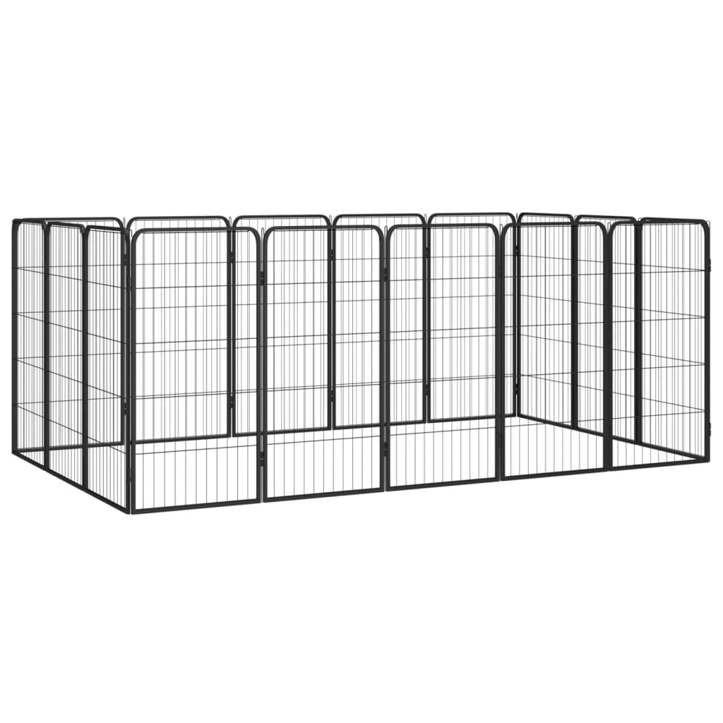 20-Panel Dog Playpen Black 50X100 Cm Powder-Coated Steel