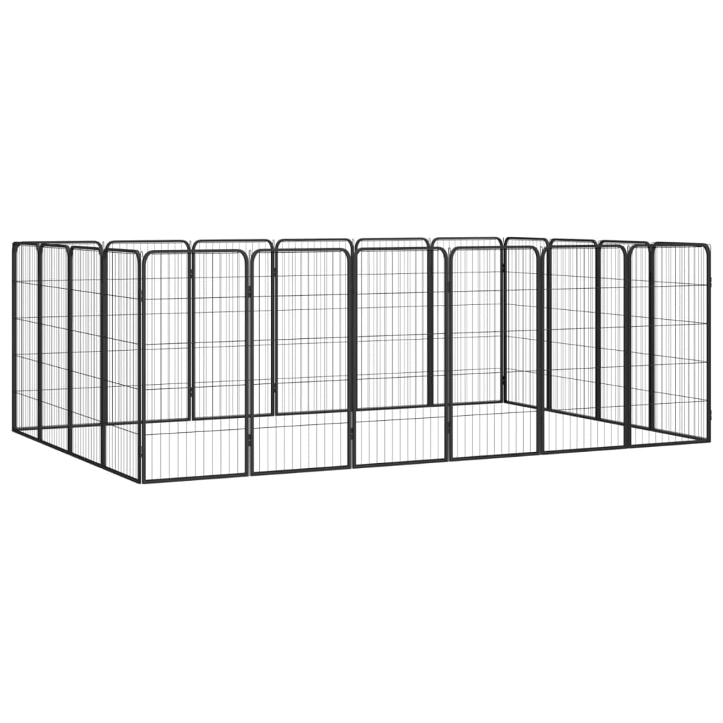 20-Panel Dog Playpen Black 50X100 Cm Powder-Coated Steel
