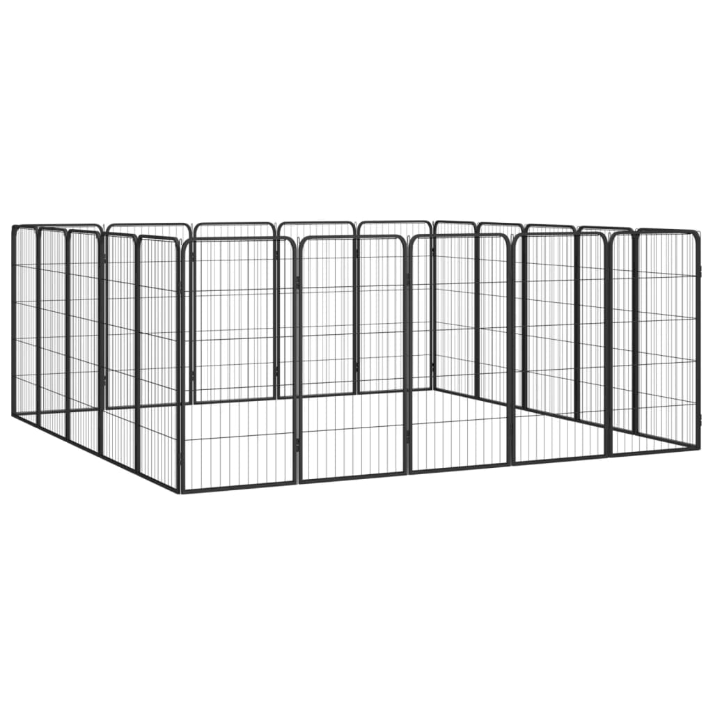 20-Panel Dog Playpen Black 50X100 Cm Powder-Coated Steel